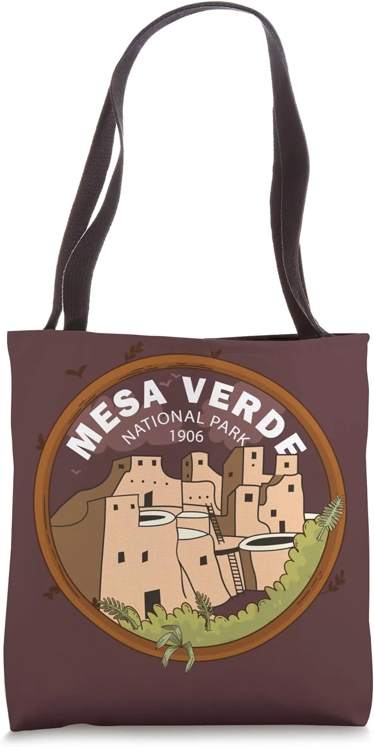 Retro Mesa Verde US National Park Colorado Tote Bag