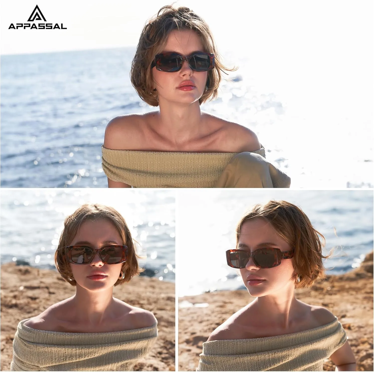 Retro Rectangle Sunglasses Women Men Trendy Vintage Square Sunnies AP3703