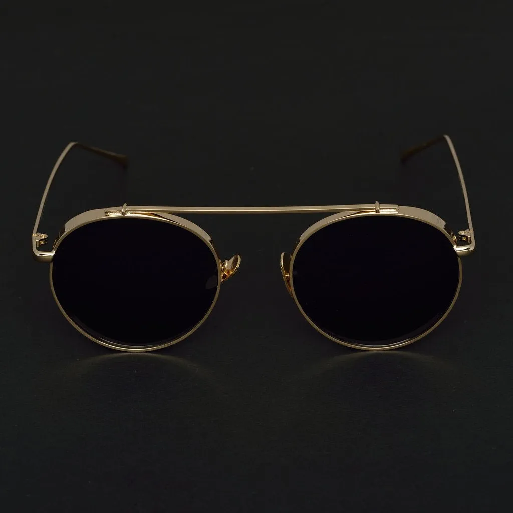 Retro Round Gold Black Sunglasses For Men And Women-Unique and Classy