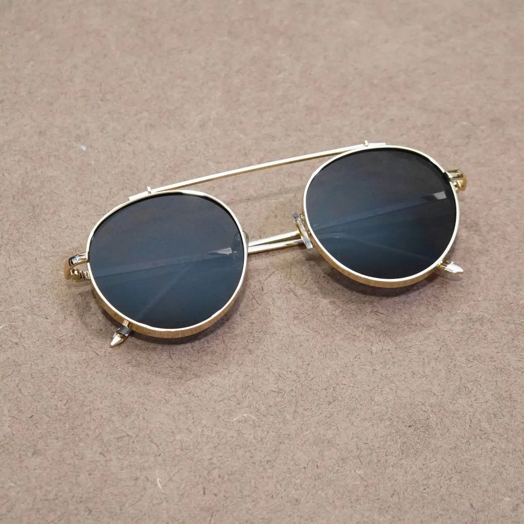 Retro Round Gold Black Sunglasses For Men And Women-Unique and Classy