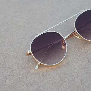 Retro Round Gold Brown Gradient Sunglasses For Men And Women-Unique and Classy