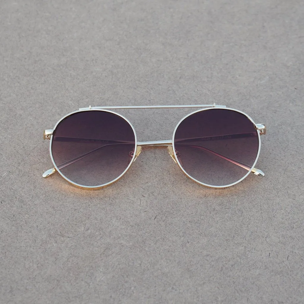 Retro Round Gold Brown Gradient Sunglasses For Men And Women-Unique and Classy