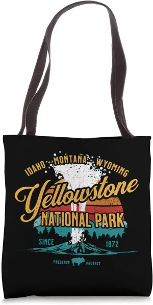 Retro Sun Yellowstone National Park Geyser Vacation Souvenir Tote Bag