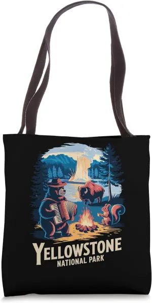 Retro Travel Adventure Yellowstone National Park California Tote Bag