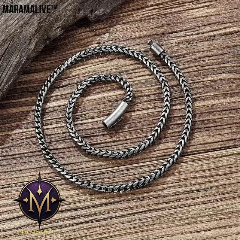 Retro Trend Creative Round Grinding Keel Steel Necklace