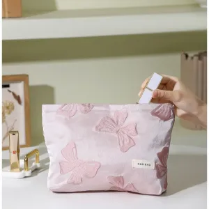 Retro Yarn-dyed Bow Skin Care Sundries Handbags