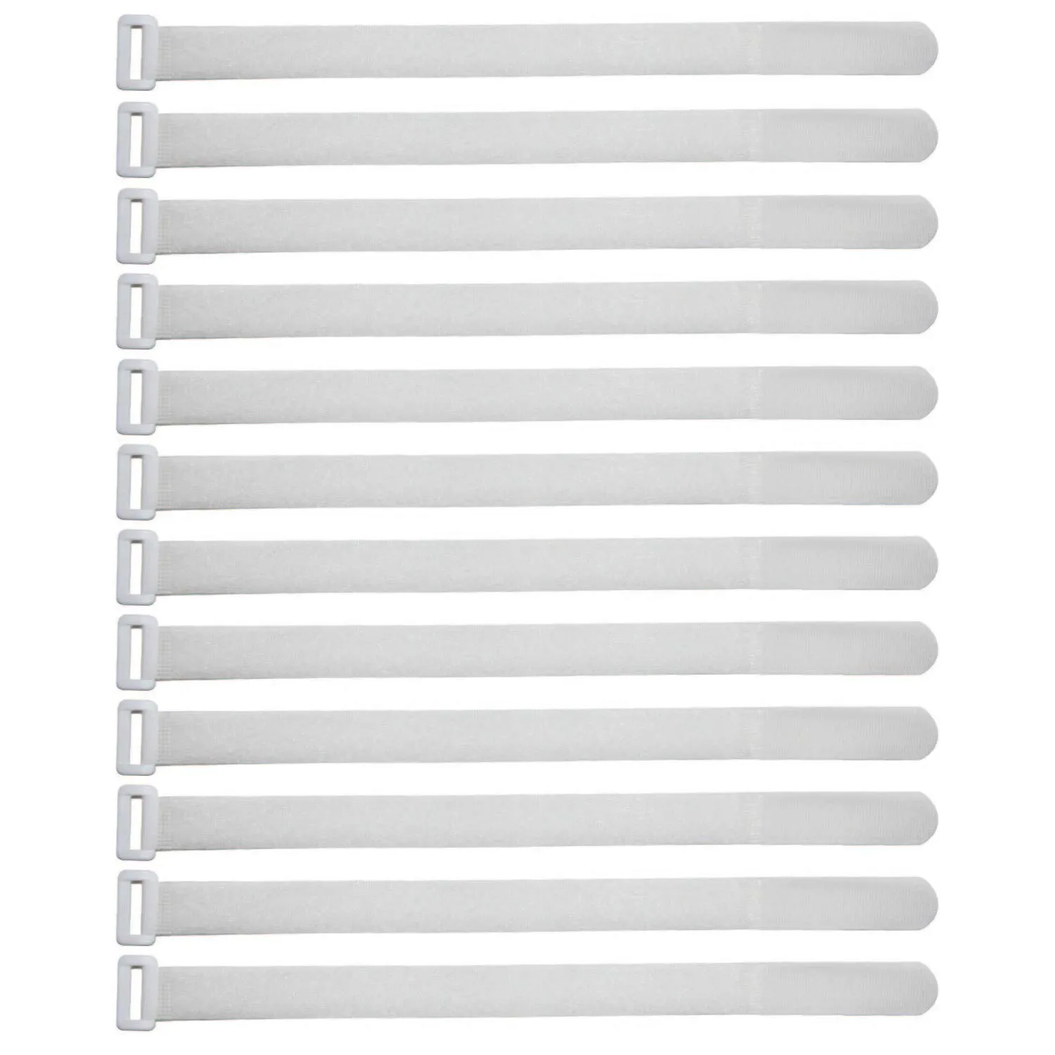 Reusable Cinch Straps 1" x 30" - 10 Pack, Multipurpose Quality Hook and Loop Securing Straps (White) - Plus 2 Free Bonus Reusable Cable Ties