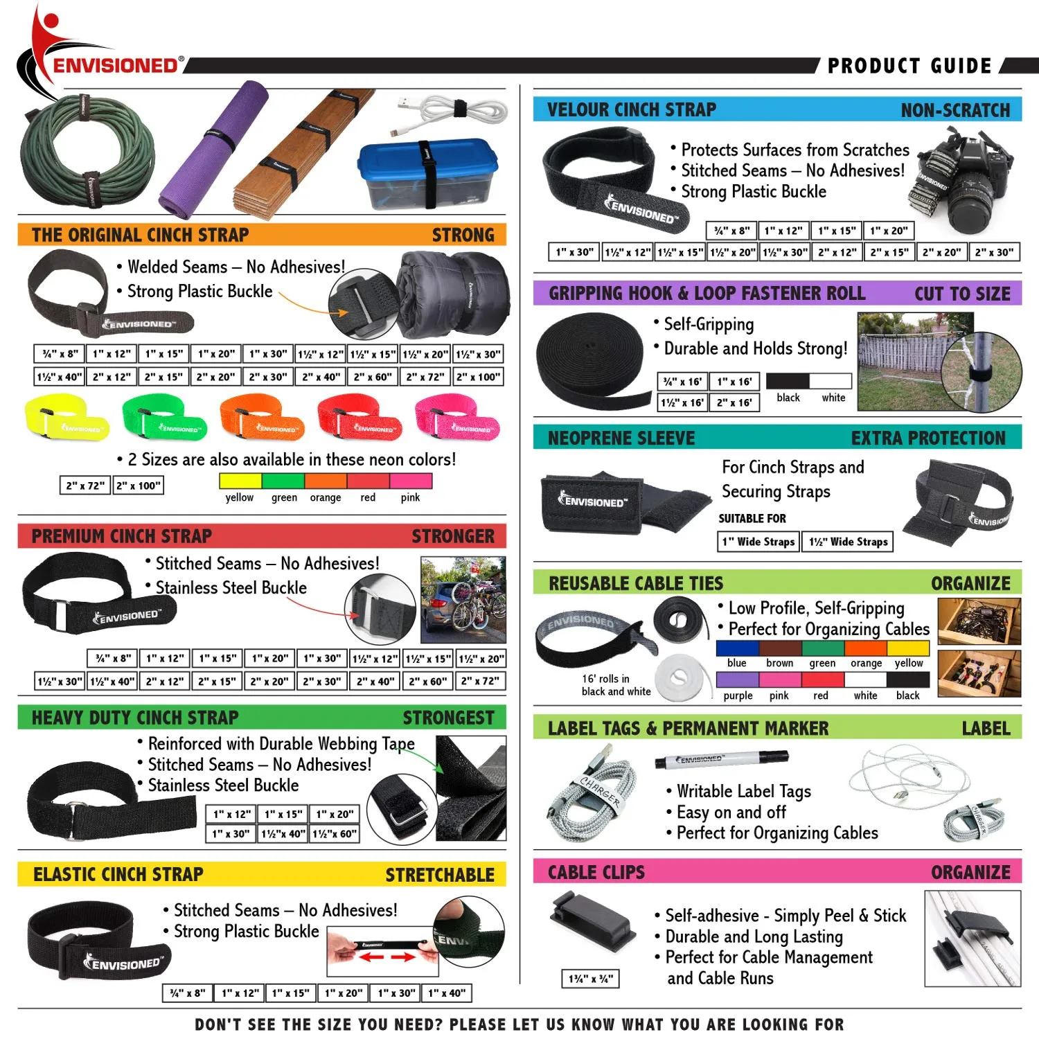 Reusable Cinch Straps 1" x 30" - 10 Pack, Multipurpose Quality Hook and Loop Securing Straps (White) - Plus 2 Free Bonus Reusable Cable Ties