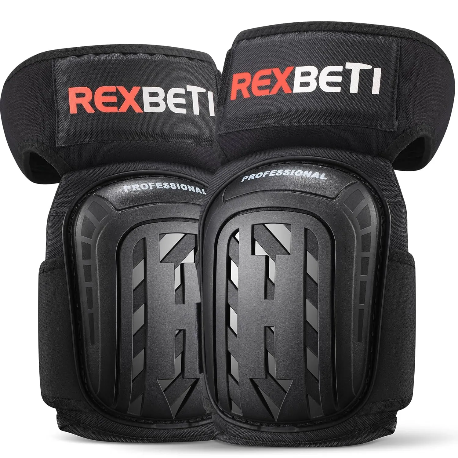 REXBETI Knee Pads for Work, Construction Knee Pads for Men, Heavy Duty Comfortable Anti-slip Foam Gel Knee Pads for Gardening Flooring and Cleaning, Strong Stretchable Straps, Black