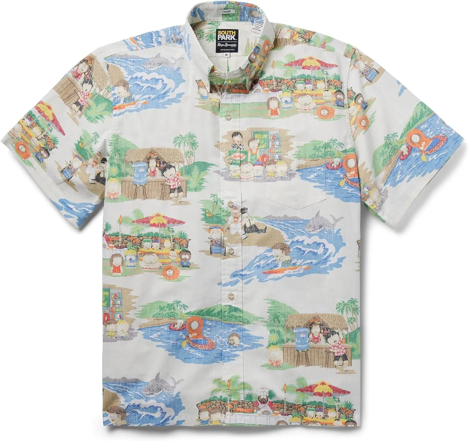 Reyn Spooner Men's South Park Mahalo Classic Button Front Shirt, White