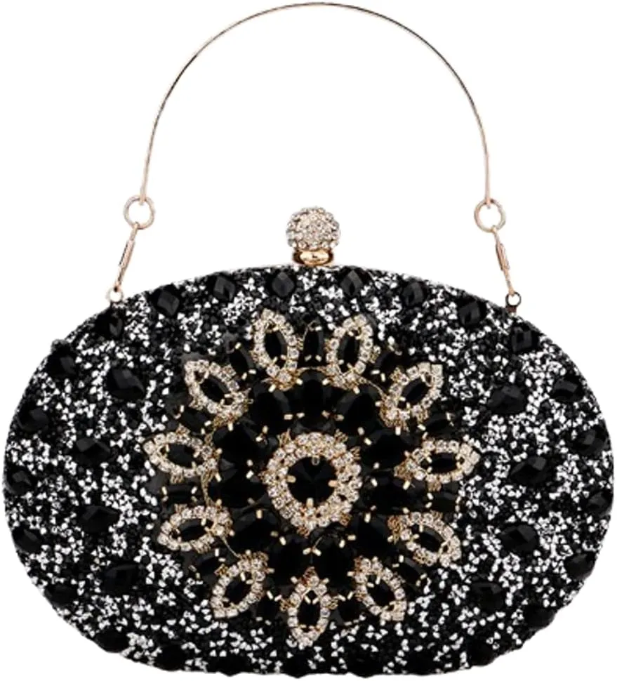 Rhinestone Clutch Purses for Women Sparkly Evening Bags Luxury Crystal Round Pearl Clasp Handbag Diamond Handbags 2025