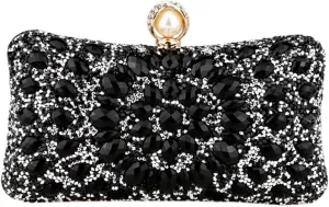 Rhinestone Clutch Purses for Women Sparkly Evening Bags Luxury Crystal Round Pearl Clasp Handbag Diamond Handbags 2025