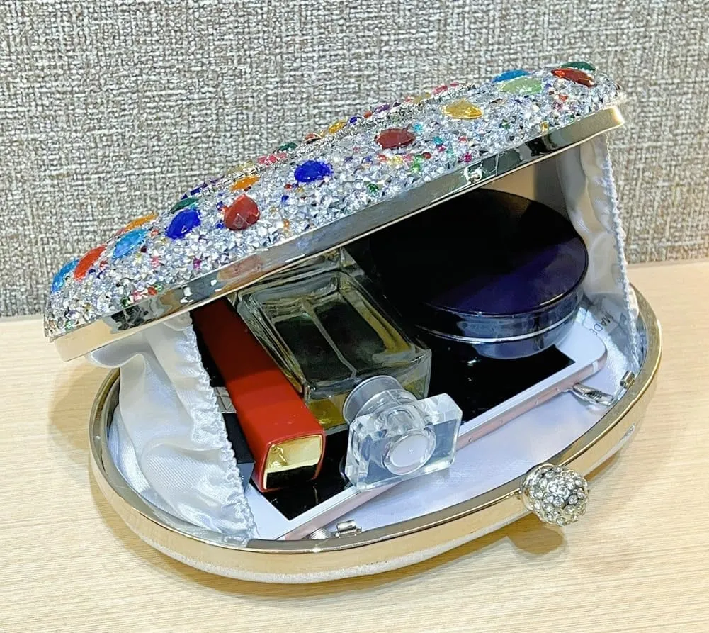 Rhinestone Clutch Purses for Women Sparkly Evening Bags Luxury Crystal Round Pearl Clasp Handbag Diamond Handbags 2025