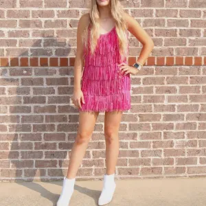 Rhinestone Fringed Layer Cha Cha Dress