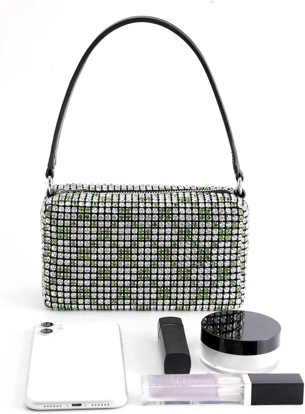Rhinestone Purse Silver Evening Bag Sparkly Purse Silver Bags for Women