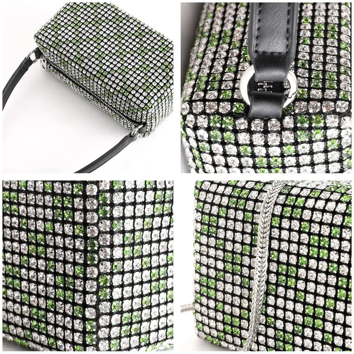 Rhinestone Purse Silver Evening Bag Sparkly Purse Silver Bags for Women