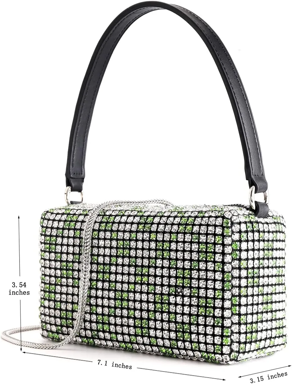 Rhinestone Purse Silver Evening Bag Sparkly Purse Silver Bags for Women