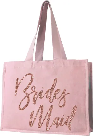 RhinestoneSash Rose Gold Bridal Party Tote Bags - JUMBO 18" x 14" Wedding Totes - Bridal Shower Gifts & Favors