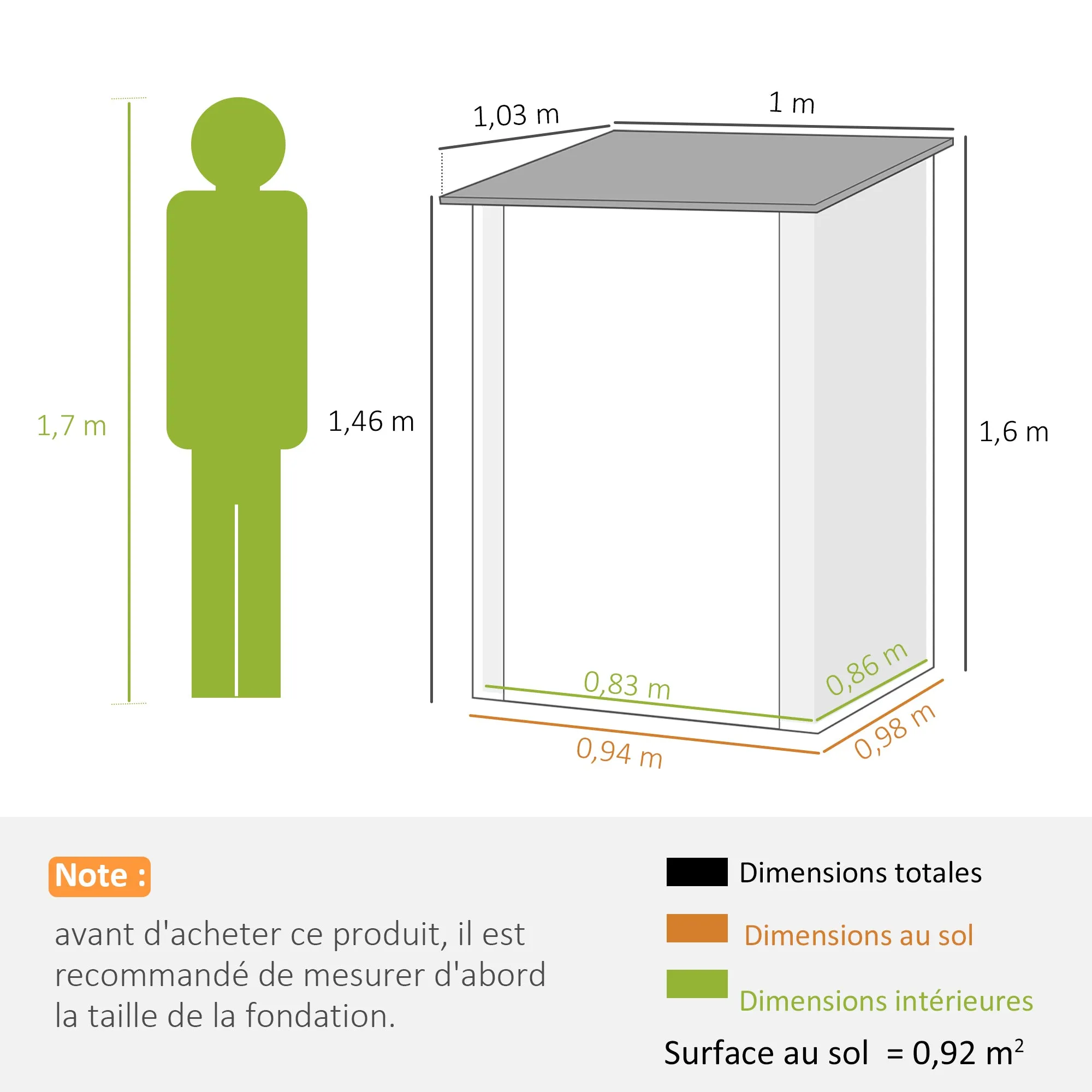 Rootz Garden House - Device Shed - Storage Shed - Lockable Door - 1m² Space - Durable Steel - 100cm x 103cm x 160cm