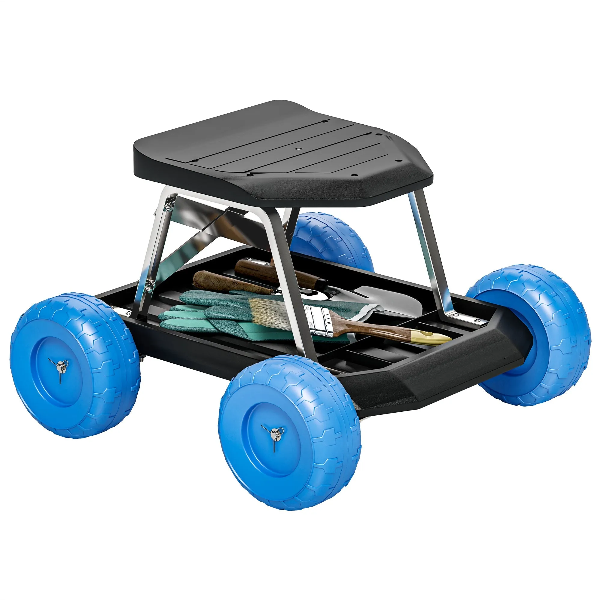 Rootz Garden Stool Rollable Cart - Gardening Seat - Mobile Tool Tray - Reduces Knees & Back Strain - 50 x 49 x 32 cm