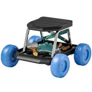 Rootz Garden Stool Rollable Cart - Gardening Seat - Mobile Tool Tray - Reduces Knees & Back Strain - 50 x 49 x 32 cm