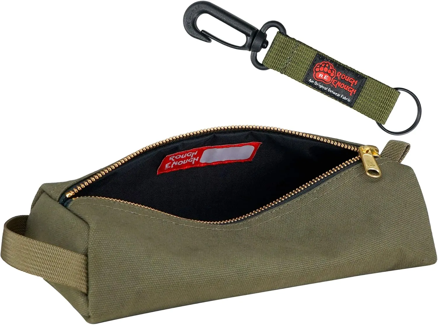 Rough Enough Small Tool Pouch Bag for Motorcycle Bike Accessories Storage Organizer with Zipper Handle Canvas Army Green