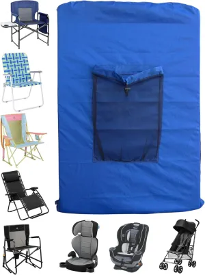 ROYAL BLUE (Large 36"x24"x6") Beach Chair Bag. For Lawn Chair, Recliner, Director Chair, Camping Chair, Booster Car Seat, Laundry. 420D Polyester Backpack w/Adjustable Straps & Mesh Pocket
