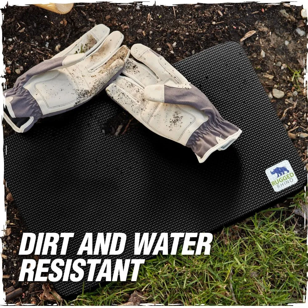 Rugged Rhino Soft Foam Patent Pending Kneeling Pad, Garden Knee Pads Resists Water, Thick Durable Shock Absorbent, Comfortable Strong Rebound, Gardening, Mechanic Tools, Bathing Baby, Onyx Black