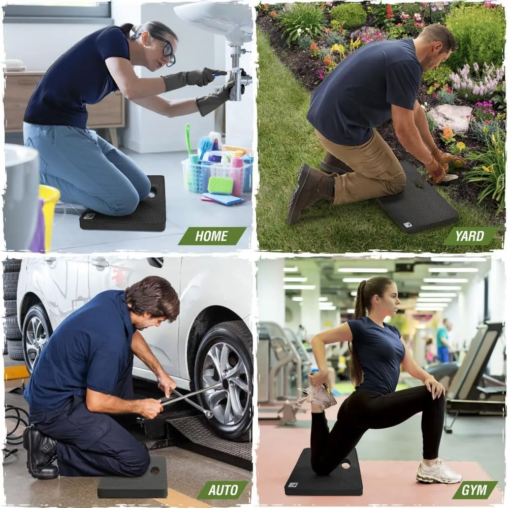 Rugged Rhino Soft Foam Patent Pending Kneeling Pad, Garden Knee Pads Resists Water, Thick Durable Shock Absorbent, Comfortable Strong Rebound, Gardening, Mechanic Tools, Bathing Baby, Onyx Black