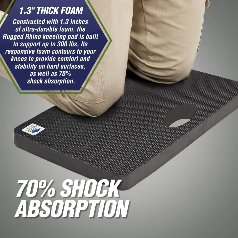 Rugged Rhino Soft Foam Patent Pending Kneeling Pad, Garden Knee Pads Resists Water, Thick Durable Shock Absorbent, Comfortable Strong Rebound, Gardening, Mechanic Tools, Bathing Baby, Onyx Black