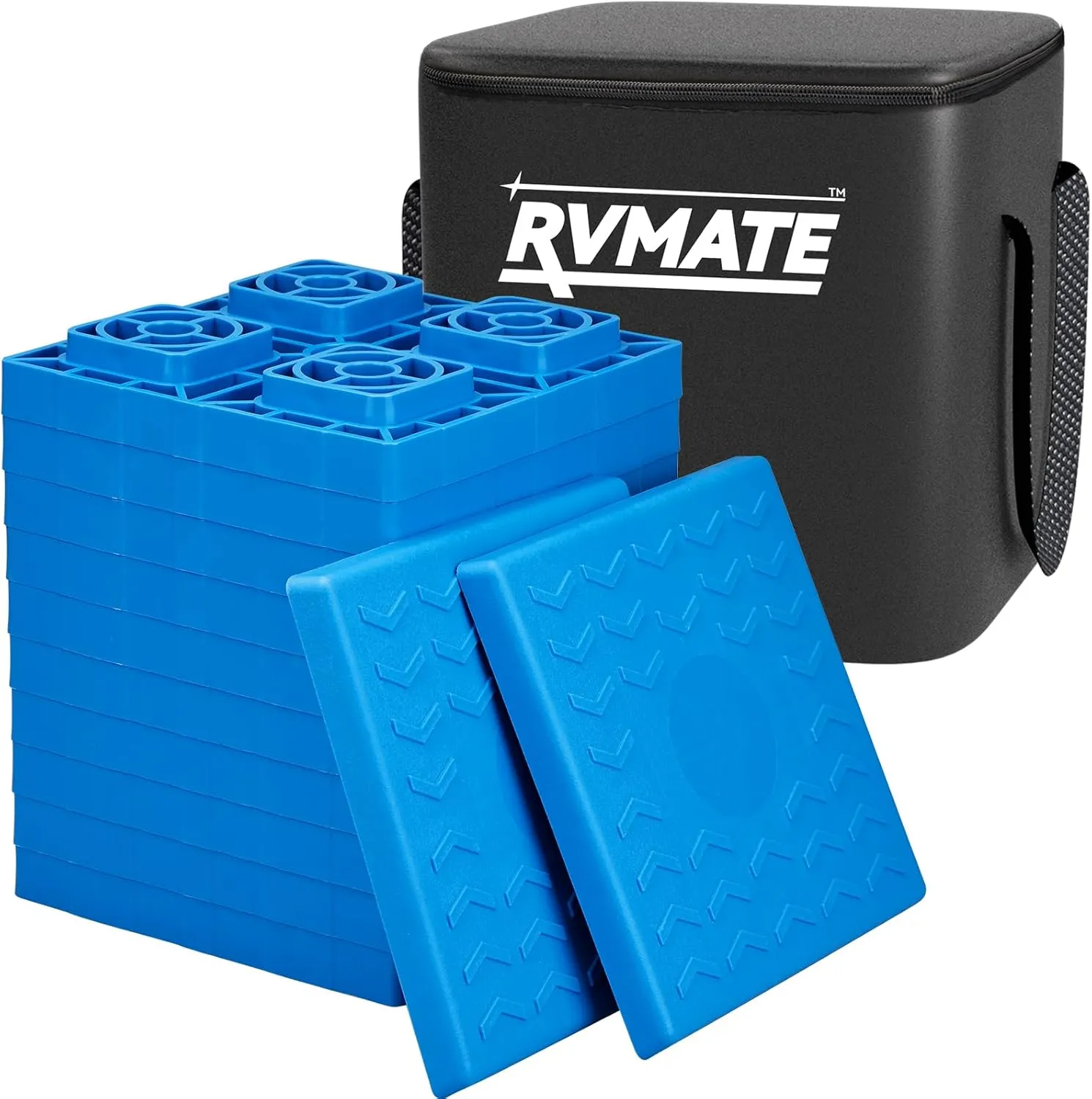 RVMATE RV Leveling Blocks 12 Pack, Heavy Duty Camper Leveling Blocks, Leveling Blocks for RVs, Reduce Trailer Movement, Trailer Leveling Blocks Great for Single and Dual Wheels