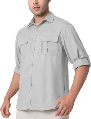 Safari Shirts for Men for Africa UV Sun Protection Lightweight Quick Dry Moisture Wicking for Hiking Fishing Travel Outdoor