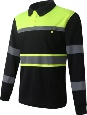 Safety Shirts for Men,High Reflective Men Polo Shirts with Pocket,Short Sleeve Workwear Breathable