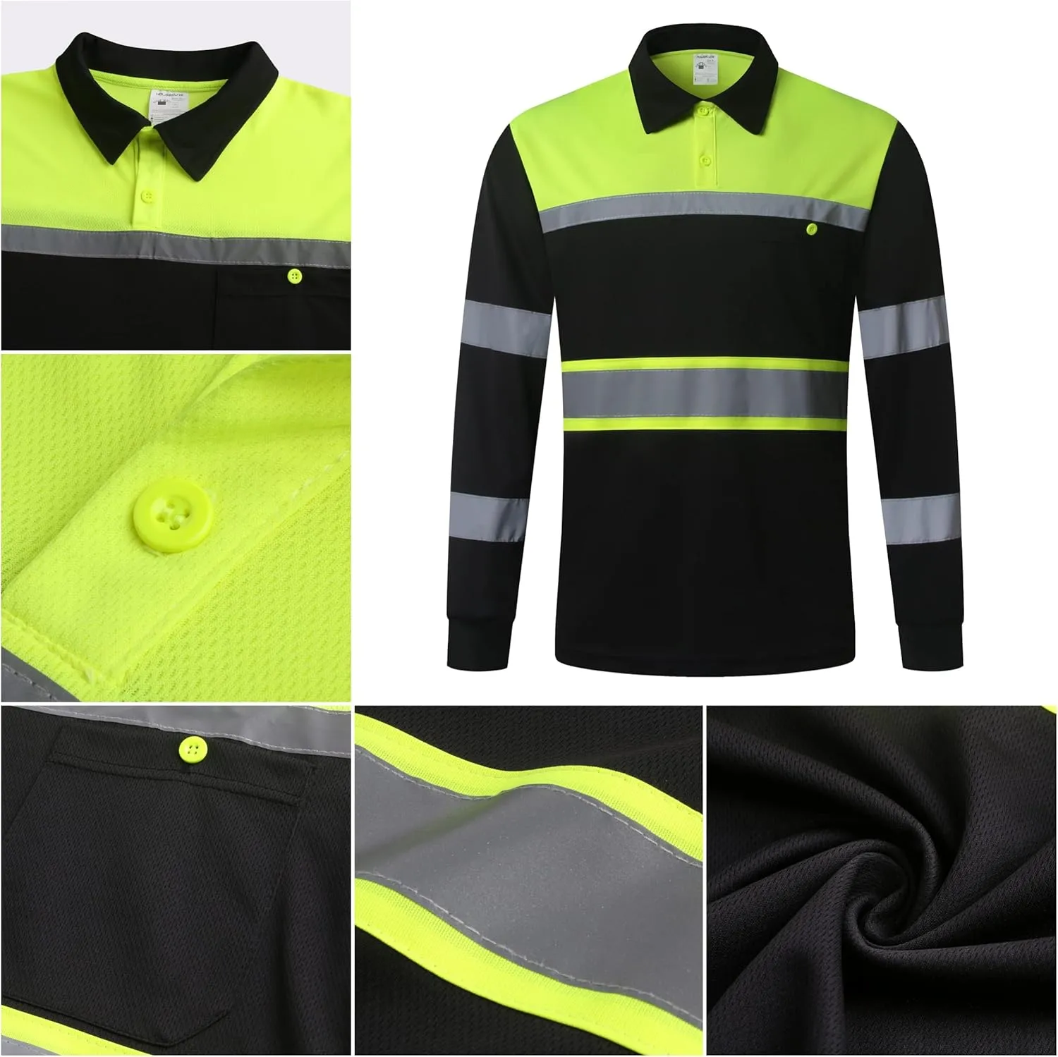 Safety Shirts for Men,High Reflective Men Polo Shirts with Pocket,Short Sleeve Workwear Breathable