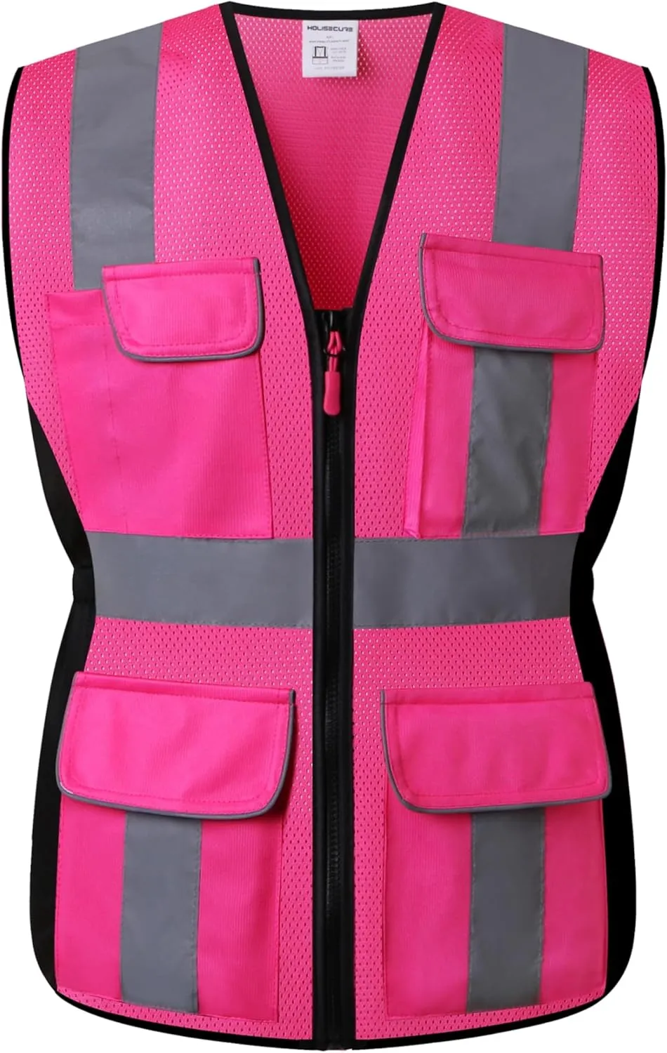 Safety Vest for women, Hi vis Reflective Lady Work vest With 9 Multi Pocket And Zipper