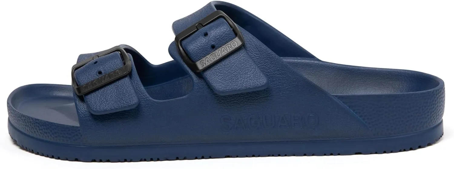 SAGUARO Men's Women's Comfort Double Buckle Sandals Lightweight Adjustable EVA Sandals with Rubble Sole