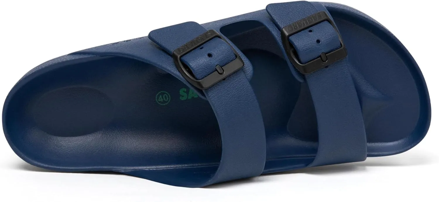 SAGUARO Men's Women's Comfort Double Buckle Sandals Lightweight Adjustable EVA Sandals with Rubble Sole