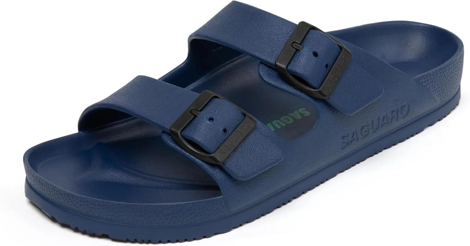 SAGUARO Men's Women's Comfort Double Buckle Sandals Lightweight Adjustable EVA Sandals with Rubble Sole