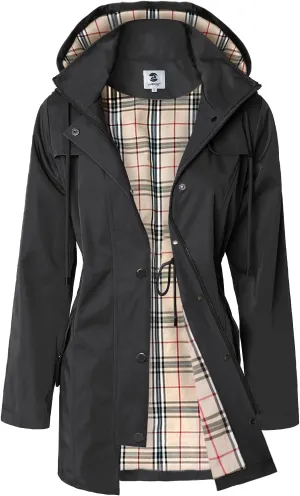 SaphiRose Women's Long Hooded Rain Jacket Outdoor Raincoat Windbreaker