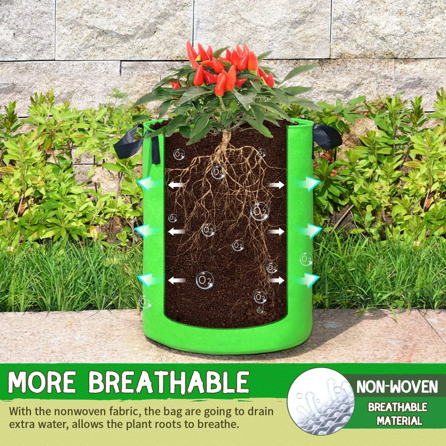 SCENGCLOS 10 Gallon Potato Grow Bags, 6 Pack, Two-Sided Transparent Flap, Breathable Non-Woven Fabric, Large Capacity, Durable Handle, Ideal for Indoor/Outdoor Use
