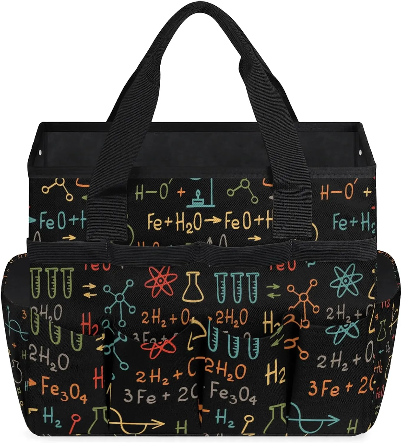 Science Garden Tool Bag, Physics Math Chemistry Formula Heavy Duty Gardening Tote Bag Organizer with 10 Pockets for Women Men Gardening Gifts