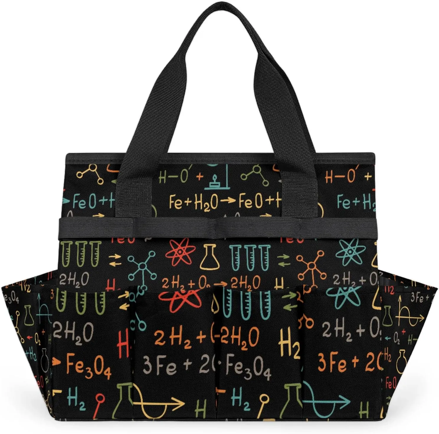 Science Garden Tool Bag, Physics Math Chemistry Formula Heavy Duty Gardening Tote Bag Organizer with 10 Pockets for Women Men Gardening Gifts