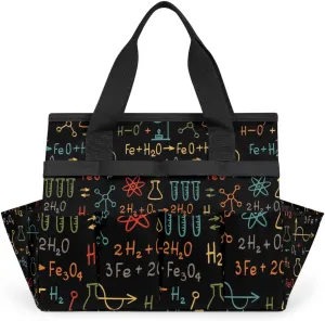 Science Garden Tool Bag, Physics Math Chemistry Formula Heavy Duty Gardening Tote Bag Organizer with 10 Pockets for Women Men Gardening Gifts