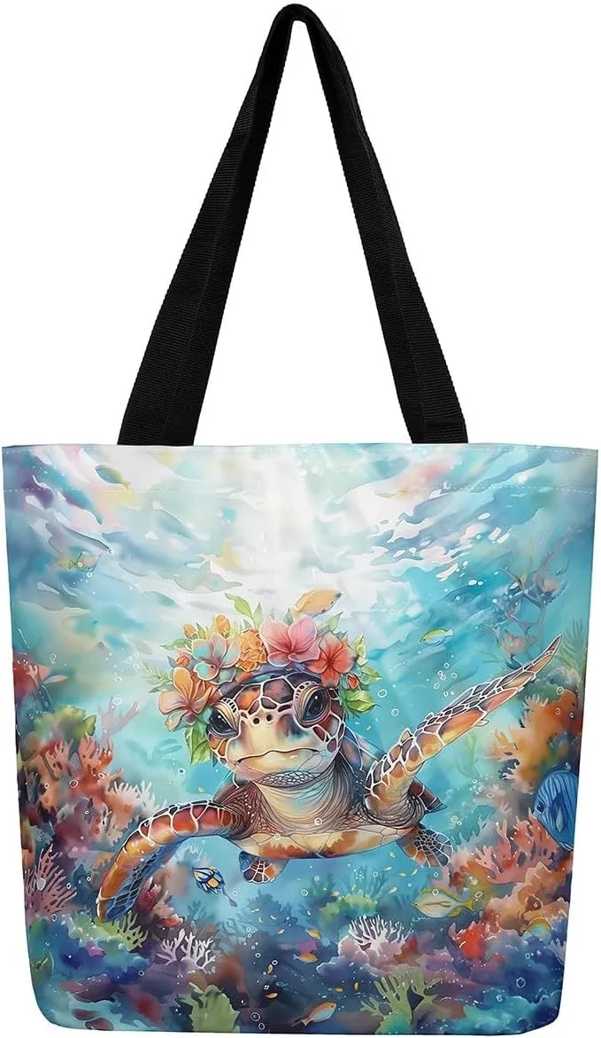 Sea Turtle Canvas Tote Bag