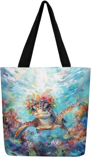 Sea Turtle Canvas Tote Bag