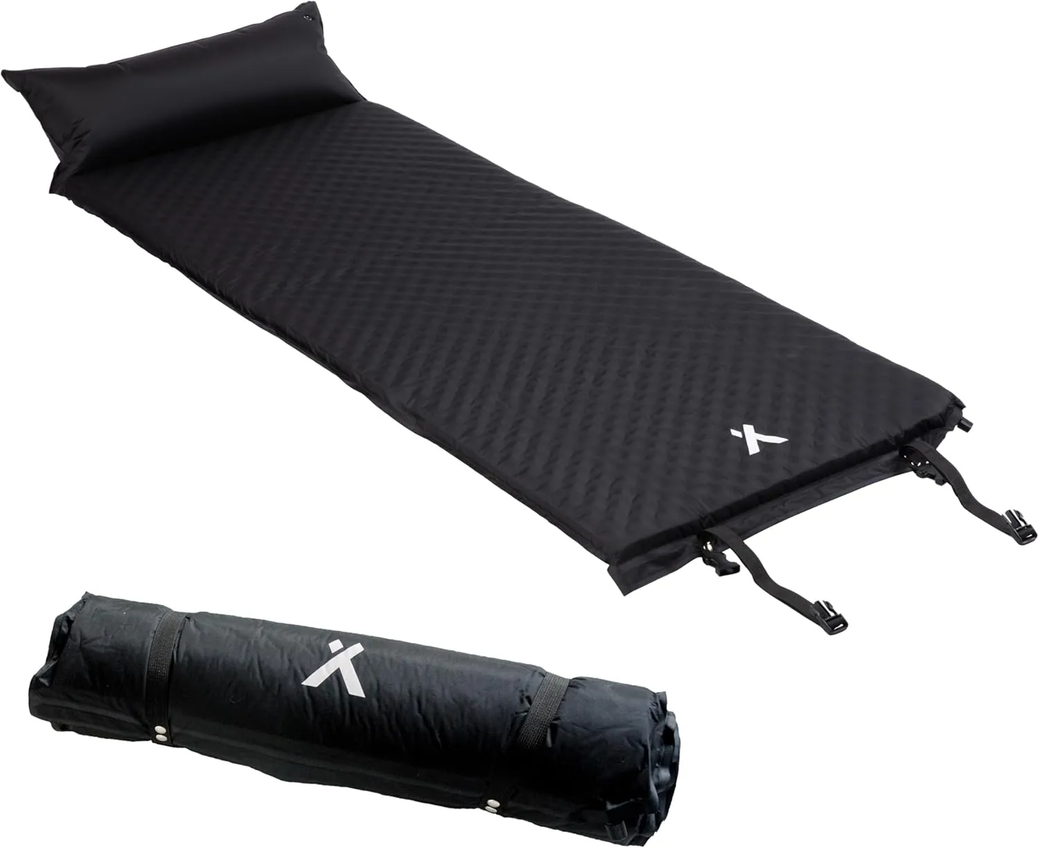 Self-Inflating Sleeping Pad for Camping with Pillow, Lightweight Inflatable Camping Mat with Extra Padding & Quick Deflation, No Air Pump Needed, Great for Camping, Backpacking, and More