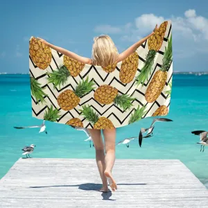senya Beach Towel Beach Blanket Mat 71”x 31” Pineapples on Beige Pool Towel Portable for Beach Festival Picnic Travel Outdoor Camping
