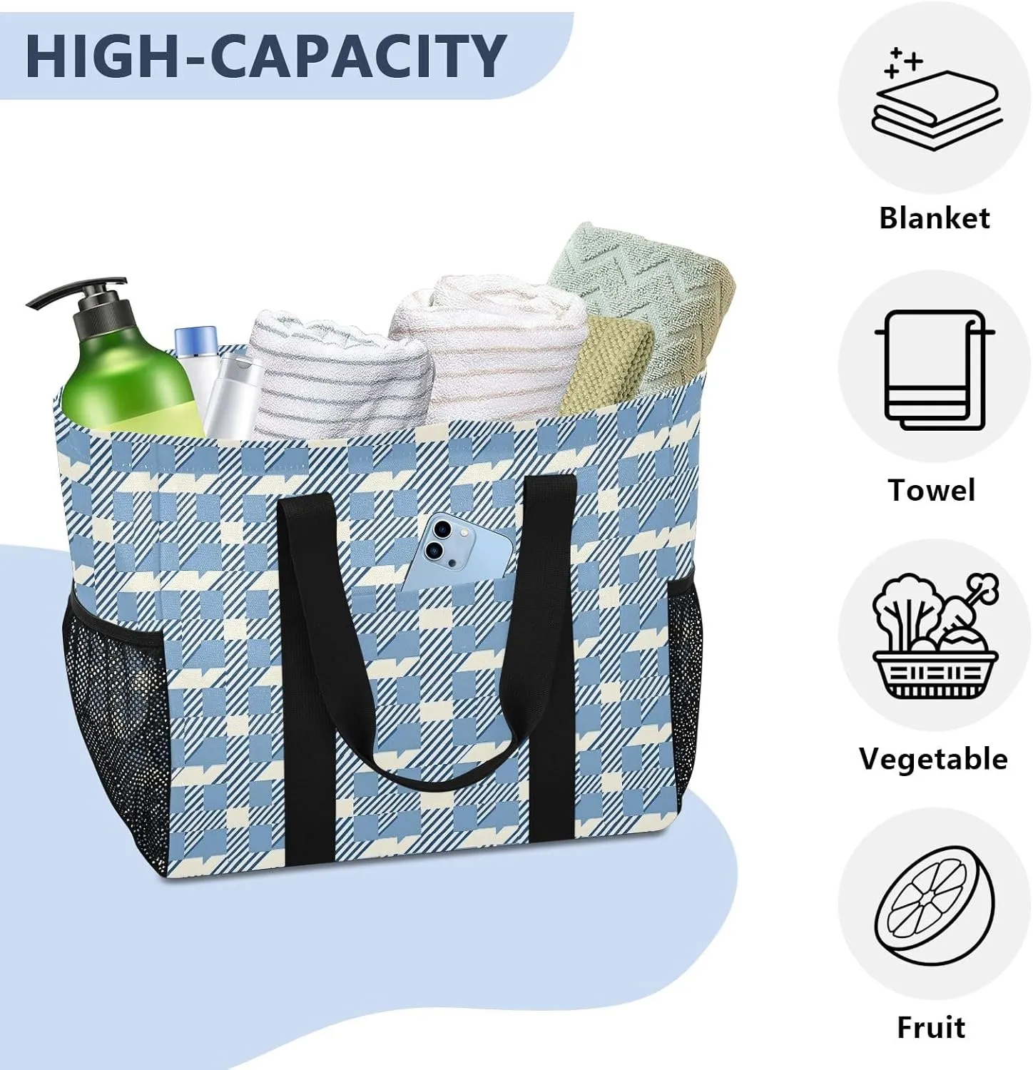 senya Women's Handbag Large Beach Tote Bag Zippered Handbag Quilted Shoulder Bag for Travel Work Gym