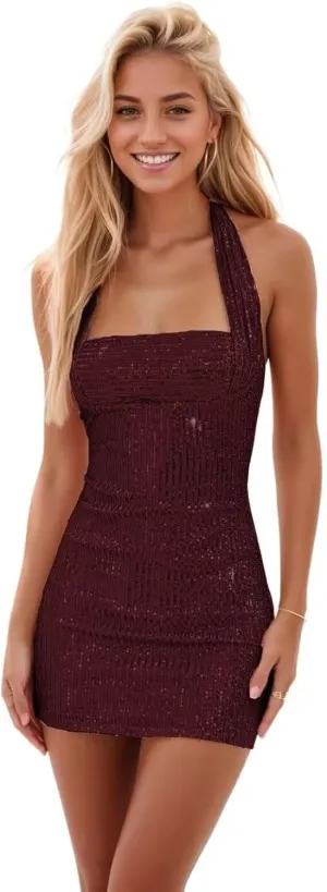 Sequin Short Homecoming Dresses for Teens Sparkly Backless Prom Dresses 2024 for Women Cocktail Party Gowns
