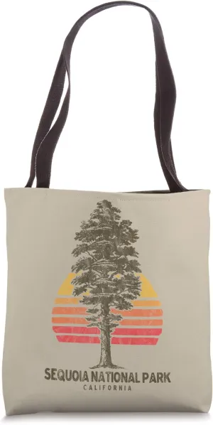 Sequoia National Park Retro Tree Minimalist Graphic Tote Bag